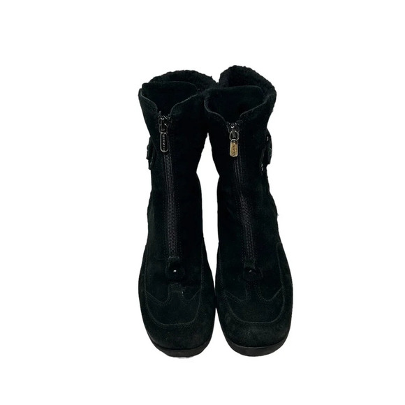 Aquatalia Snow Boots Winter‎ Weatherproof Suede Zip Front Combat Black Size 7.5 - Picture 2 of 12